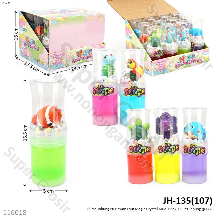 Slime Tabung Isi Hewan Laut Magic Crystal Mud 1 Box 12 Pcs Tabung @144