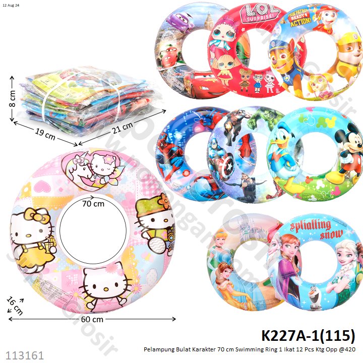 Pelampung Bulat Karakter 70 cm Swim Ring 1 Ikat 12 Pcs Ktg Opp @420
