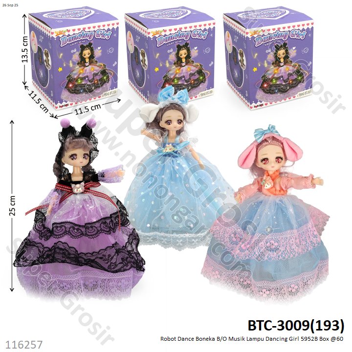 Robot Dance Boneka B/O Musik Lampu Dancing Girl 5952B Box @60