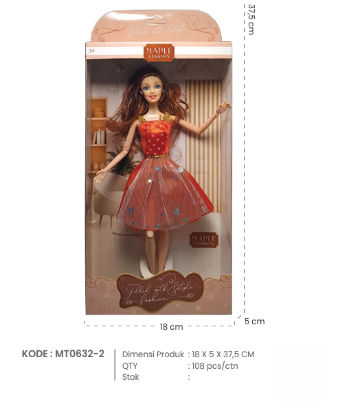 Boneka Barbie Lengan Kaki Tekuk Maple Fashion Box Window @108