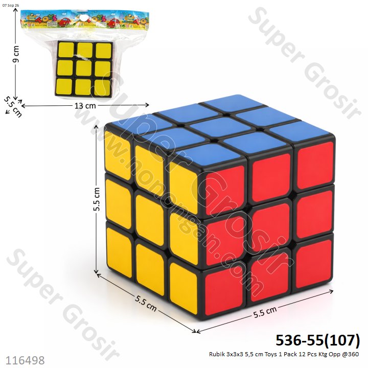 Rubik 3x3x3 5,5 cm Toys 1 Pack 12 Pcs Ktg Opp @360