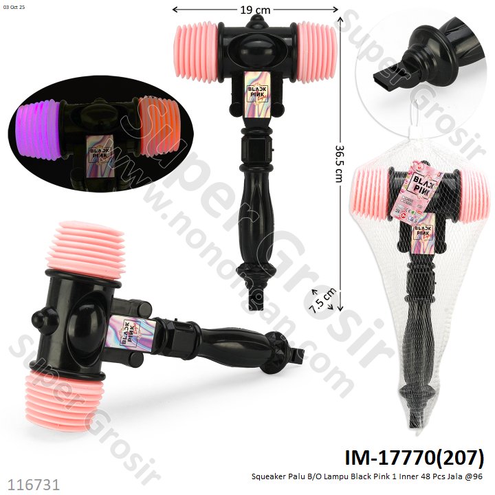 Squeaker Palu B/O Lampu Black Pink 1 Inner 48 Pcs Jala @96