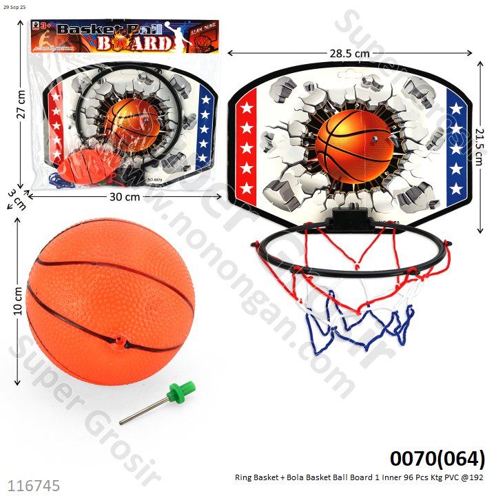 Ring Basket + Bola Basket Ball Board 1 Inner 96 Pcs Ktg PVC @192
