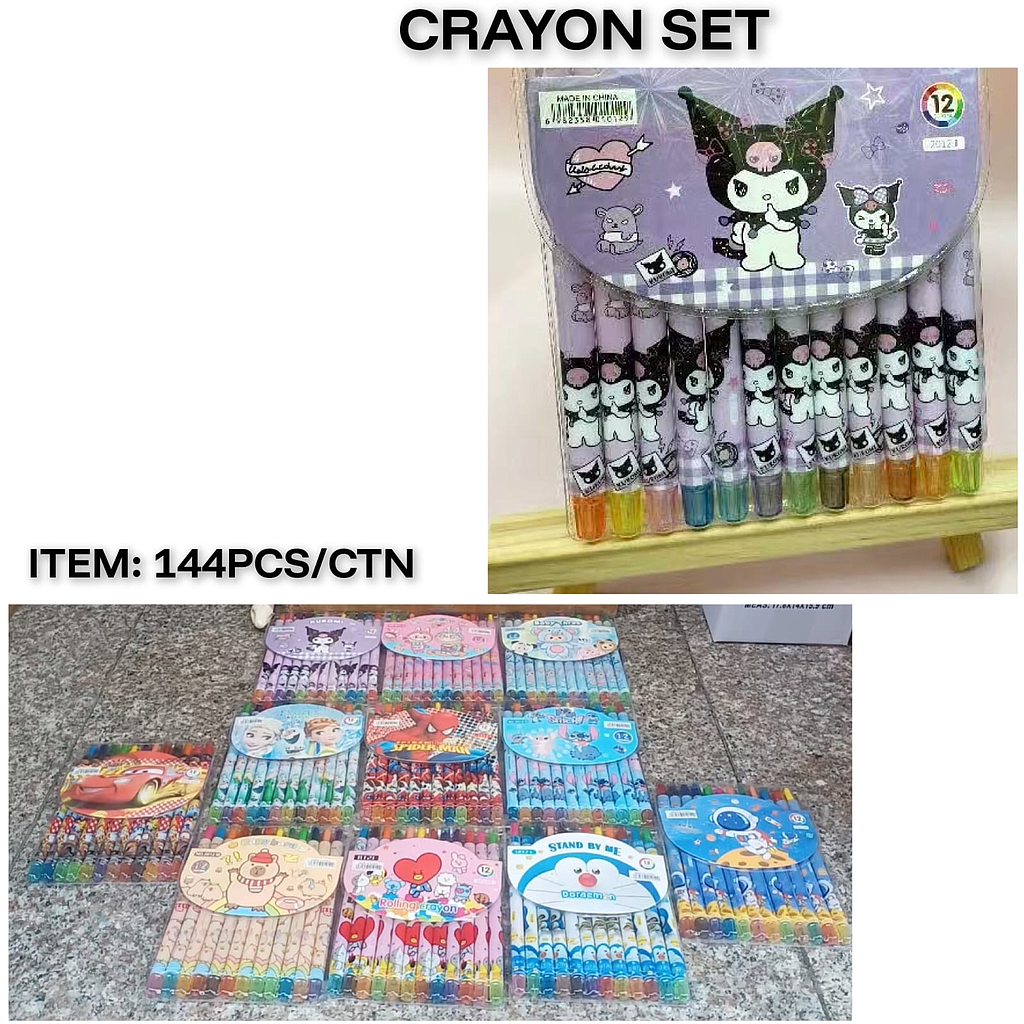 Alat Mewarnai Crayon Karakter 12 Pcs Pack Plastik @144