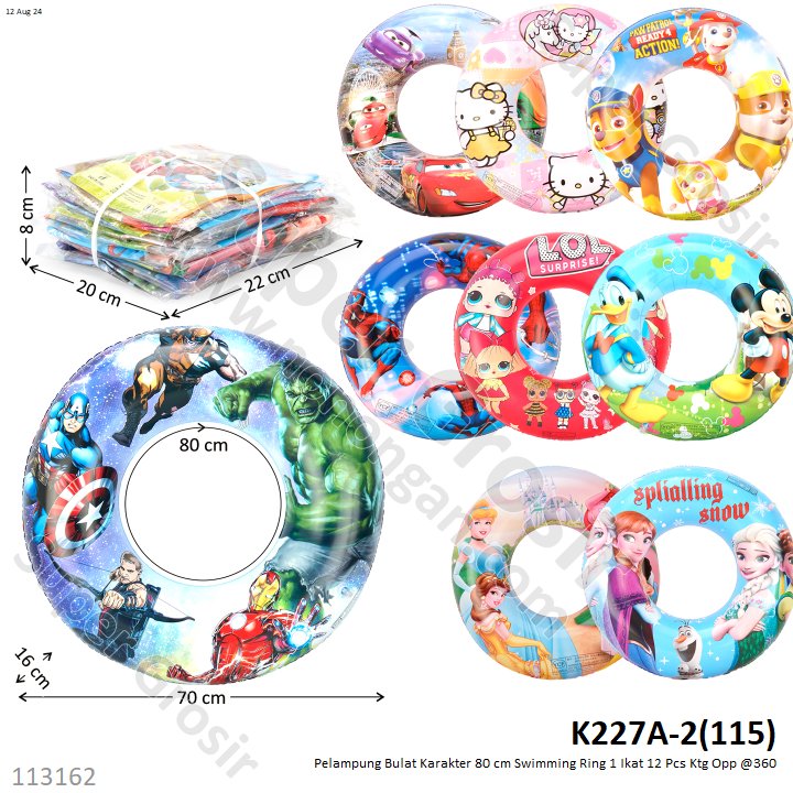 Pelampung Bulat Karakter Swimming Ring 80# 1 Ikat 12 Pcs Ktg Opp @360