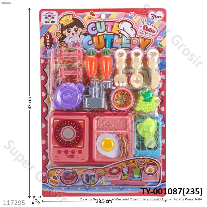 Cooking Set Kompor + Wastafel Cute Cutlery TY-001087 1 Inner 42 Pcs Press @84