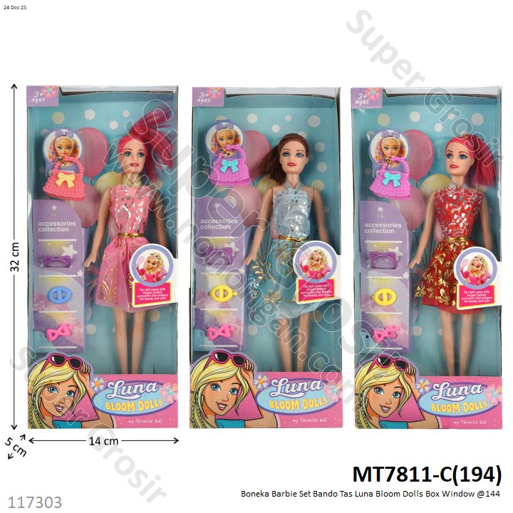 Boneka Barbie Set Bando Tas Luna Bloom Dolls Box Window @144