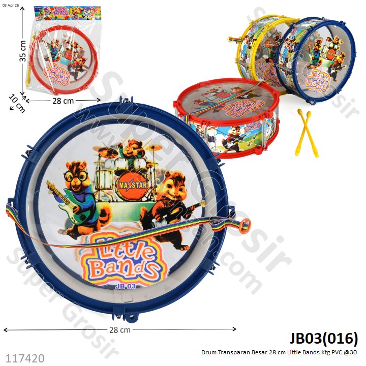 Drum Transparan Besar 28 cm Little Bands Ktg PVC @30