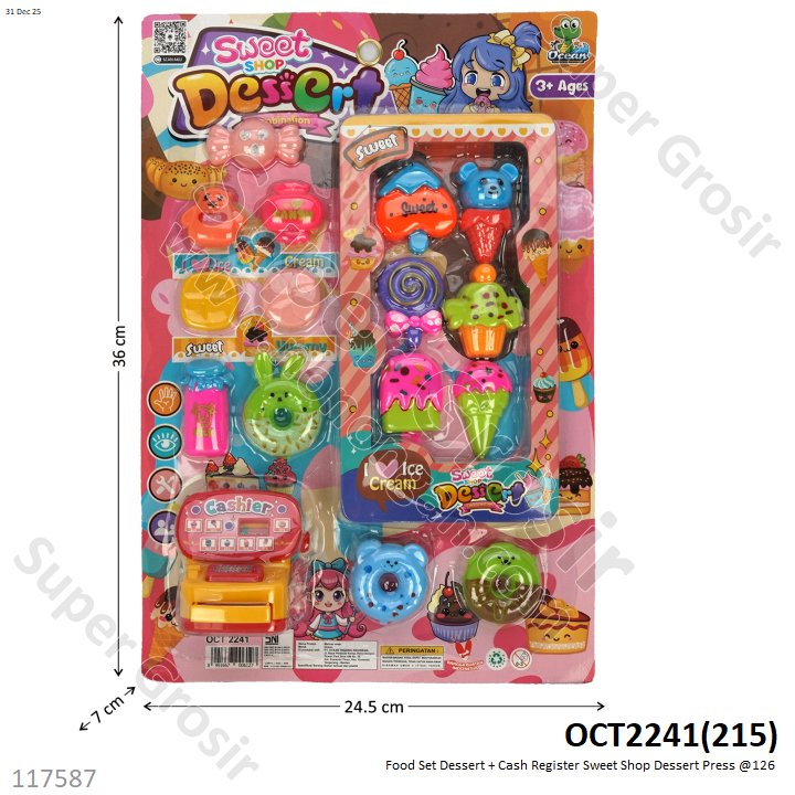 Food Set Dessert + Cash Register Sweet Shop Dessert Press @126