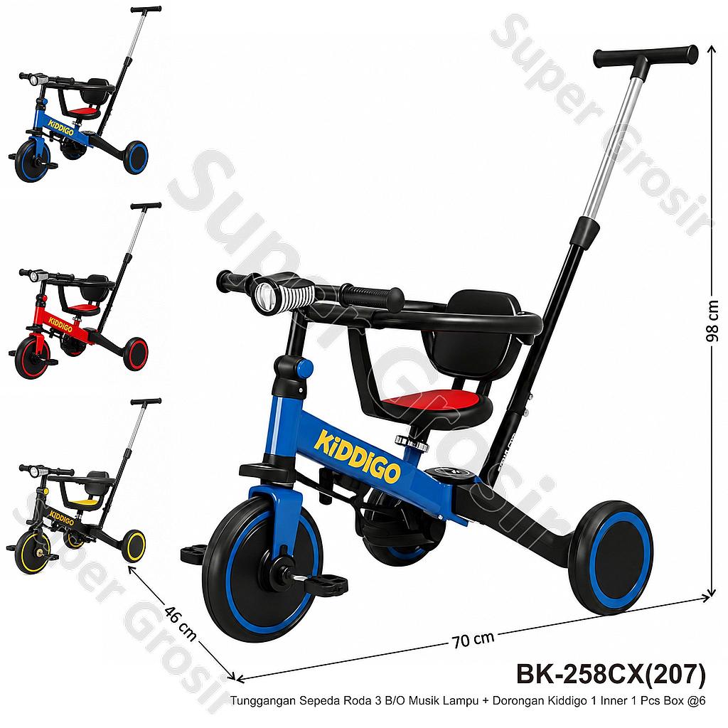 Tunggangan Sepeda Roda 3 B/O Musik Lampu + Dorongan Kiddigo 1 Inner 1 Pcs Box @6
