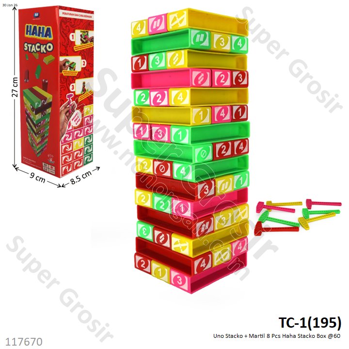 Uno Stacko + Martil 8 Pcs Haha Stacko Box @60