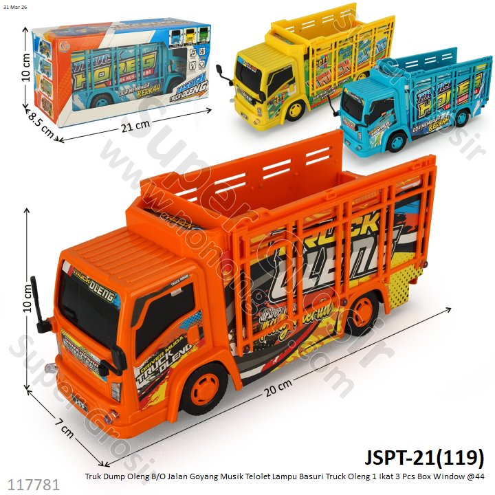 Truk Dump Oleng B/O Jalan Goyang Musik Telolet Lampu Basuri Truck Oleng 1 Ikat 3 Pcs Box Window @48