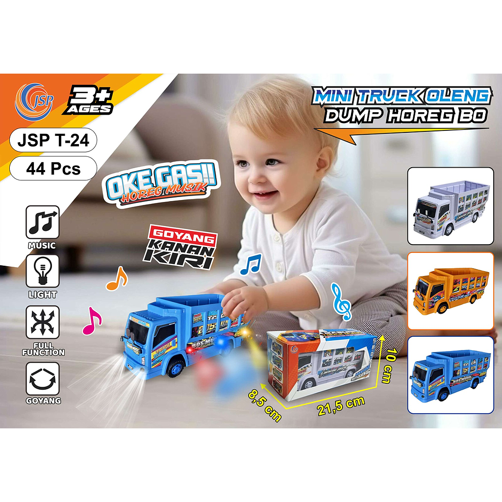 Truk Dump Oleng B/O Jalan Goyang Musik Telolet Lampu Basuri Truck Oleng 1 Ikat 4 Pcs Box Window @44