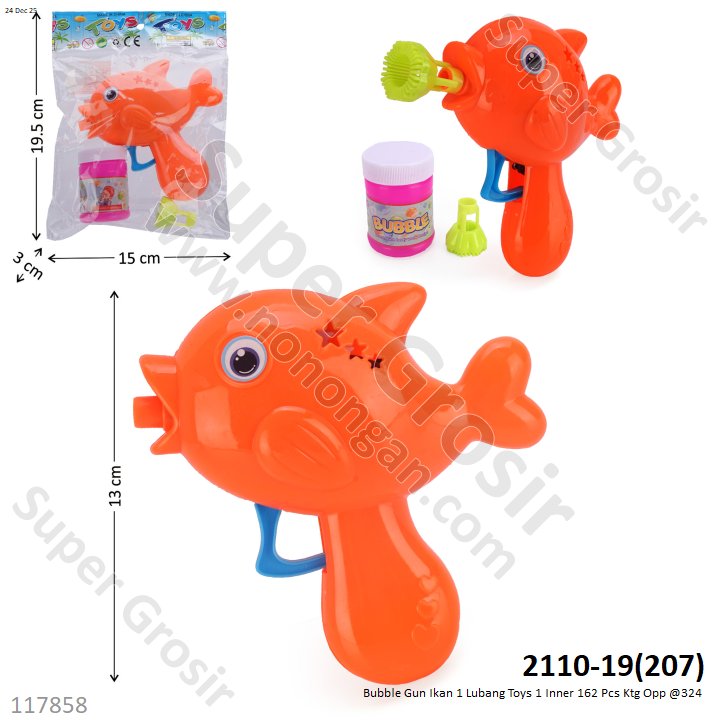 Bubble Gun Ikan 1 Lubang Toys 1 Inner 162 Pcs Ktg Opp @324