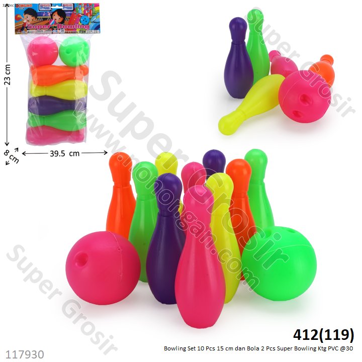 Bowling Set 10 Pcs 15 cm dan Bola 2 Pcs Super Bowling Ktg PVC @30