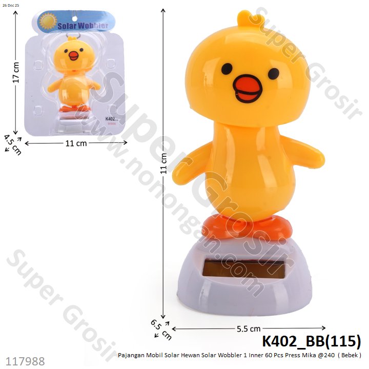 Pajangan Mobil Solar Hewan Solar Wobbler 1 Inner 60 Pcs Press Mika @240