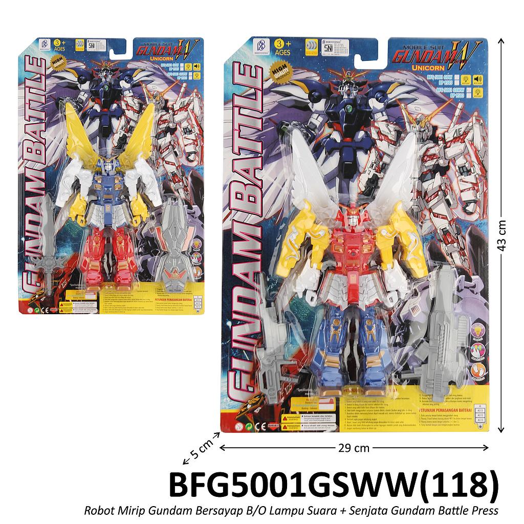 Robot Gundam Bersayap B/O Suara Lampu Set Senjata Tameng Gundam Battle Press @84