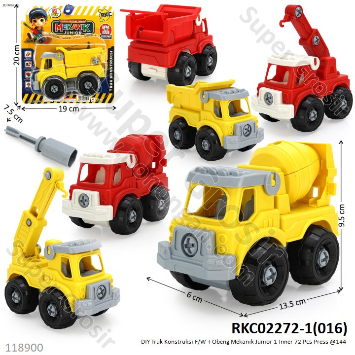 DIY Truk Konstruksi F/W + Obeng Mekanik Junior 1 Inner 72 Pcs Press @144