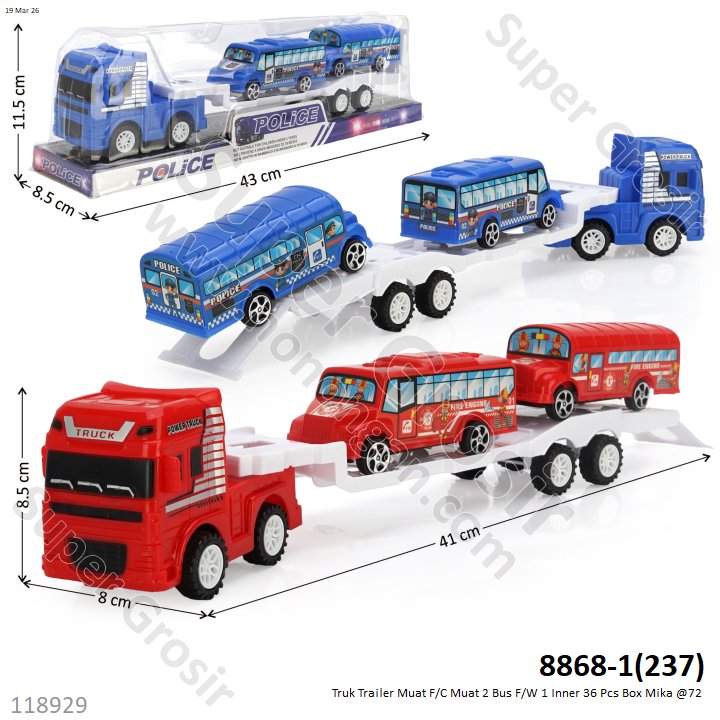 Truk Trailer Muat F/C Muat 2 Bus F/W 1 Inner 36 Pcs Box Mika @72