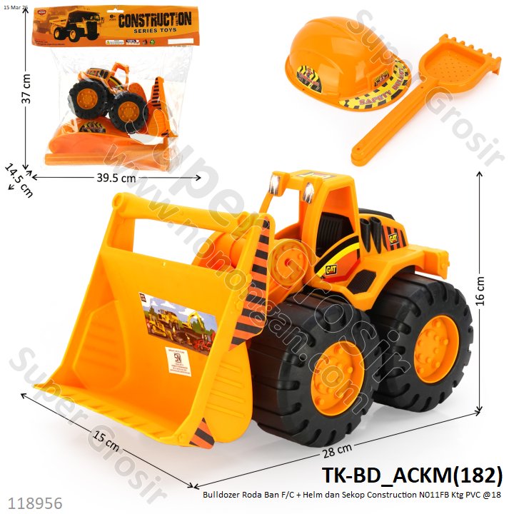 Bulldozer Roda Ban F/C + Helm dan Sekop Construction N011FB Ktg PVC @18