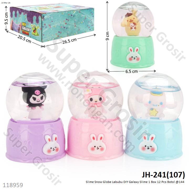 Slime Snow Globe Labubu DIY Galaxy Slime 1 Box 12 Pcs Botol @144