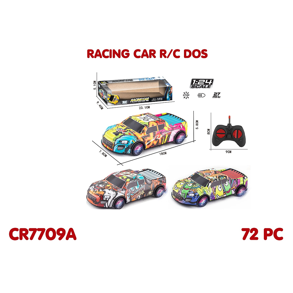 R/C Mobil Pick Up Diecast 1:24 Lampu Racing Car 27 MHz 4 Channel 1 Ikat 3 Pcs Box Window @72