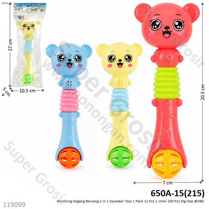 Kerincing Gagang Beruang 2 In 1 Squeaker Toys 1 Pack 12 Pcs 1 Inner 240 Pcs Ktg Opp @480