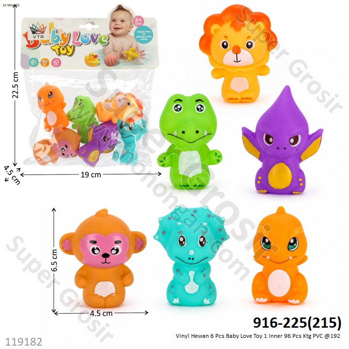 Vinyl Hewan 6 Pcs Baby Love Toy 1 Inner 96 Pcs Ktg PVC @192