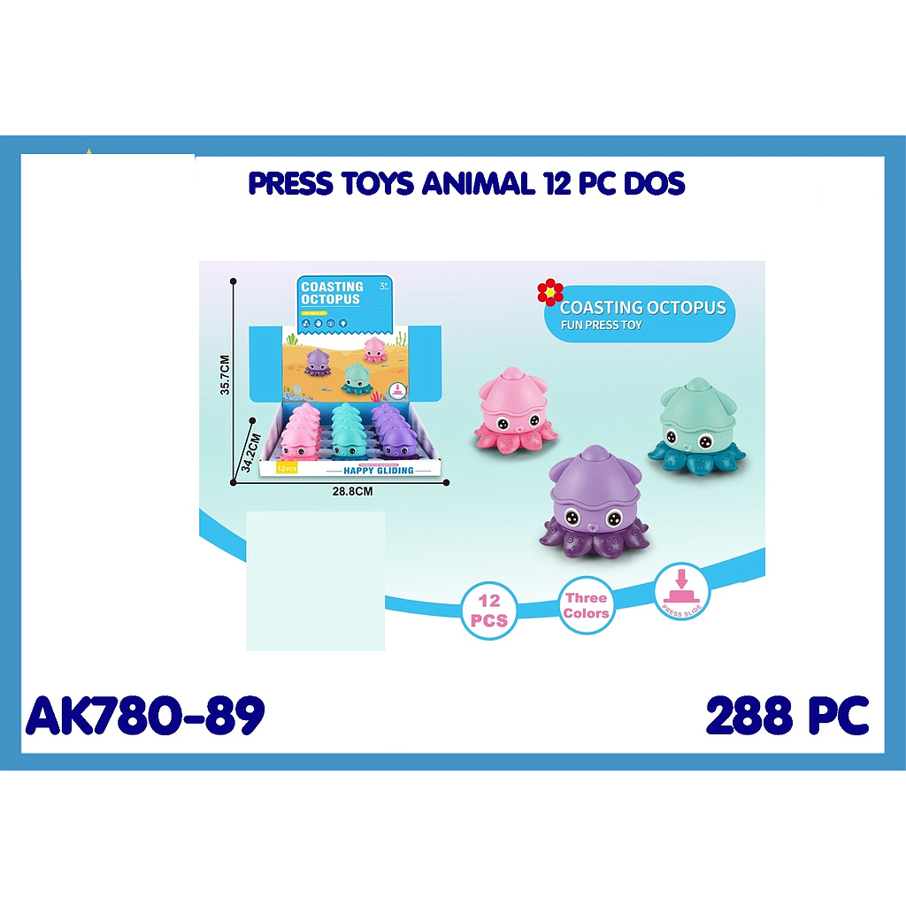 Mainan Press and Go Hewan Laut P/G Crawling / Coasting 1 Box 12 Pcs Loose Pack @288