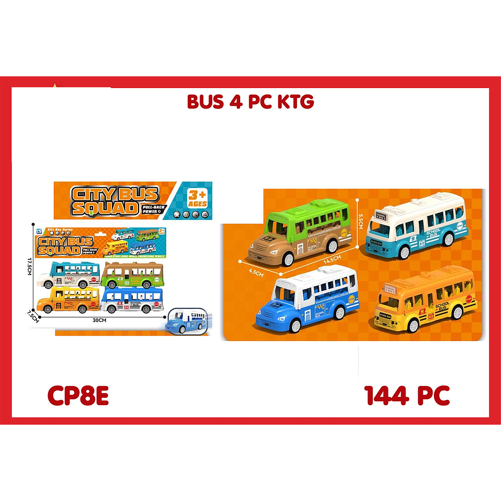 Bus Sekolah 4 Pcs P/B City Bus Squad 1 Inner 72 Pcs Ktg PVC @144
