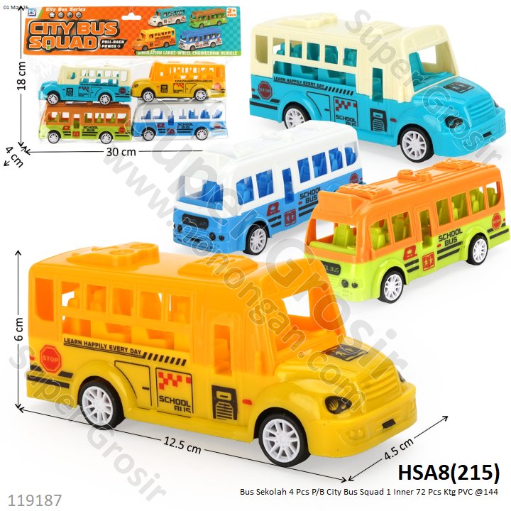 Bus Sekolah 4 Pcs P/B City Bus Squad 1 Inner 72 Pcs Ktg PVC @144