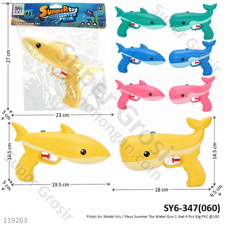 Pistol Air Model Hiu / Paus Summer Toy Water Gun 1 Ikat 4 Pcs Ktg PVC @192