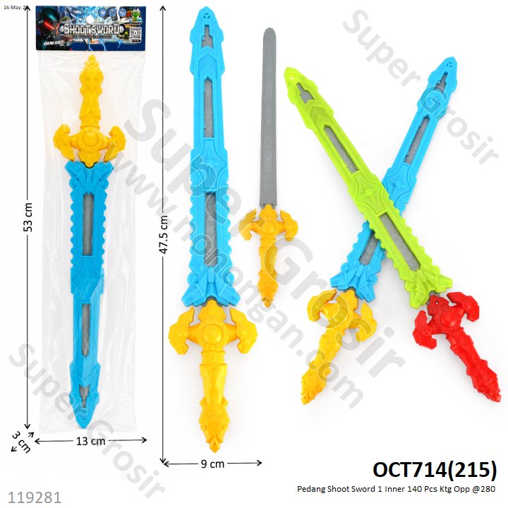 Pedang Shoot Sword 1 Inner 140 Pcs Ktg Opp @280