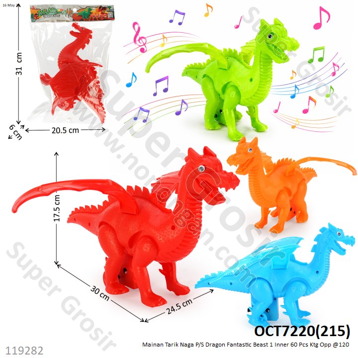 Mainan Tarik Naga P/S Dragon Fantastic Beast 1 Inner 60 Pcs Ktg Opp @120