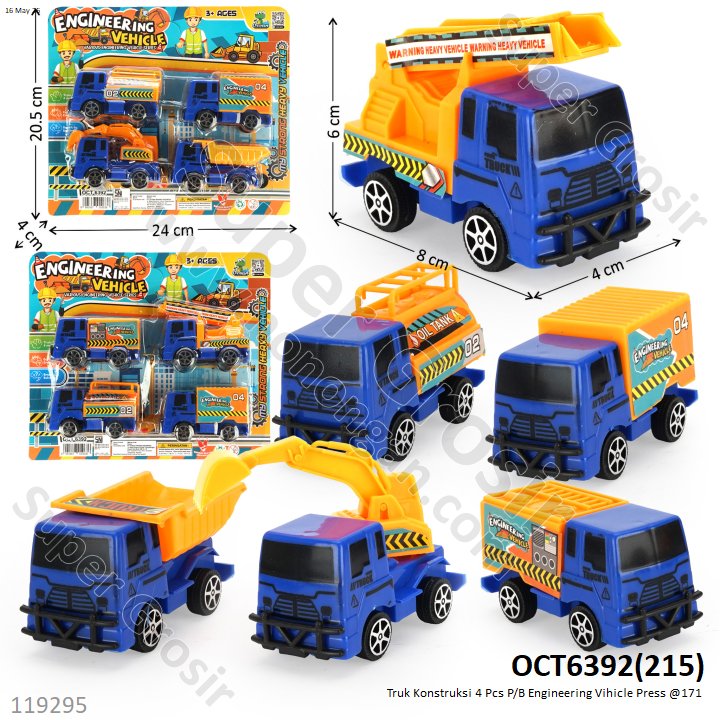 Truk Konstruksi 4 Pcs P/B Engineering Vihicle Press @171