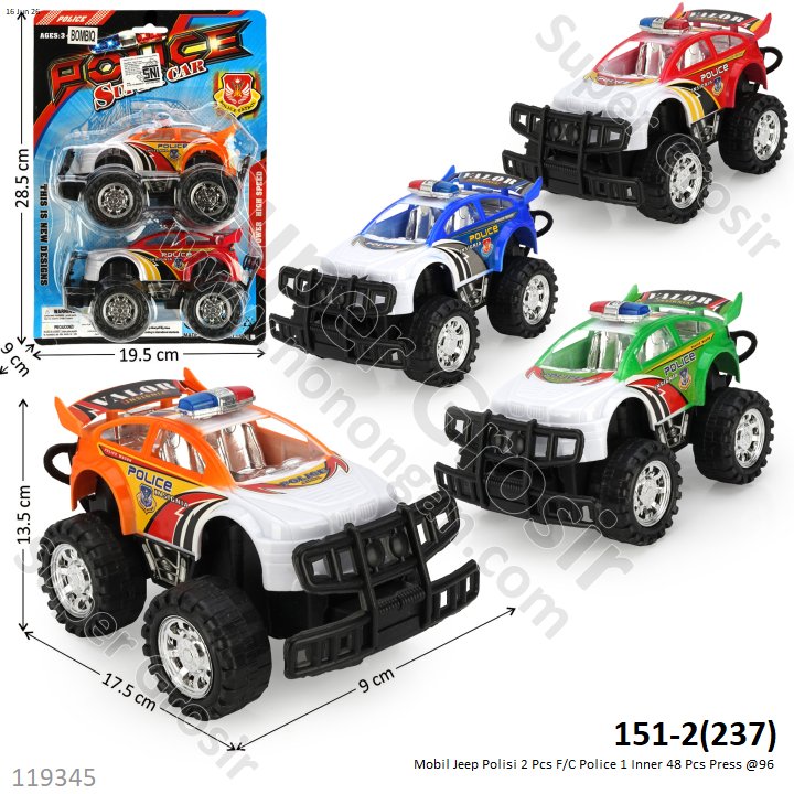 Mobil Jeep Polisi 2 Pcs F/C Police 1 Inner 48 Pcs Press @96