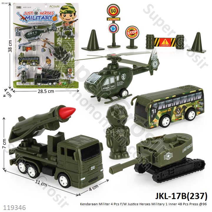 Kendaraan Militer 4 Pcs F/W Justice Heroes Military 1 Inner 48 Pcs Press @96