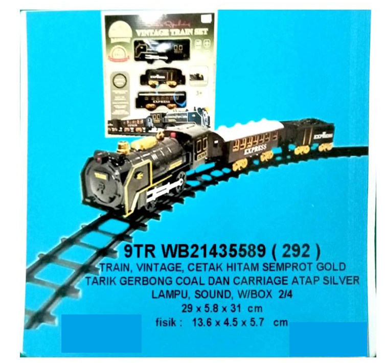 Kereta Api 3 Gerbong dan Track B/O Jalan Suara Lampu Vintage Train Set 1 Inner 24 Pcs Box Window @48