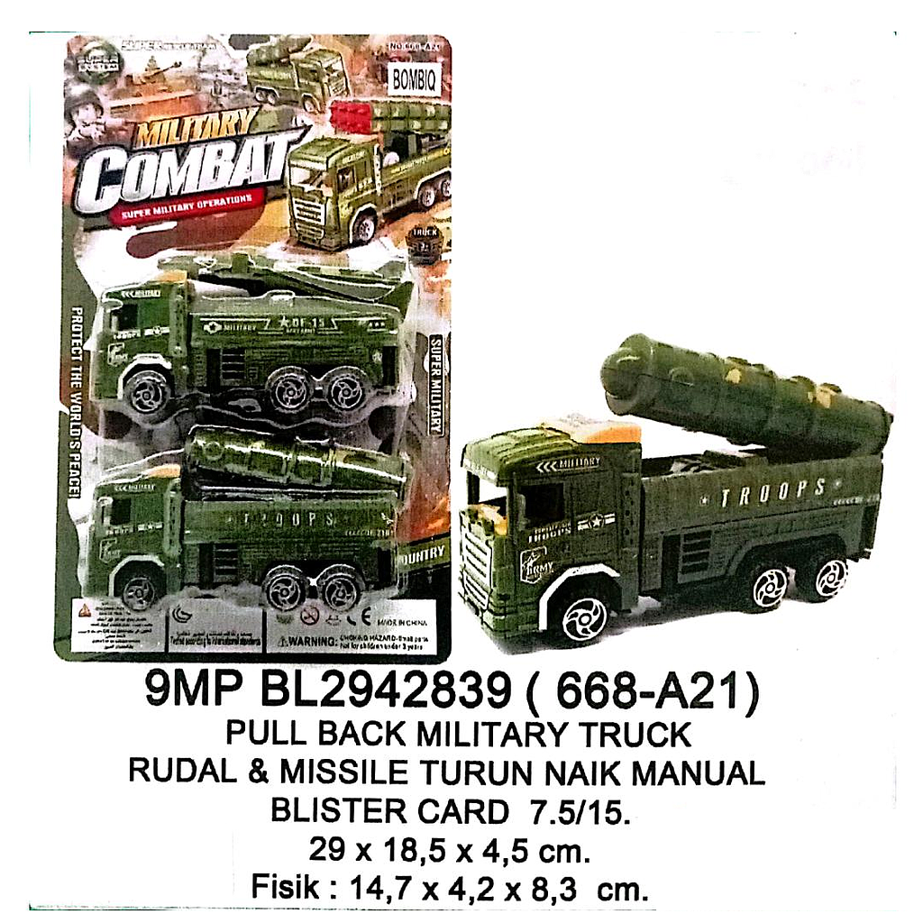 Kendaraan Militer Truk Rudal 2 Pcs P/B Military Combat 1 Inner 90 Pcs Press @180