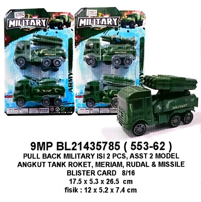 Kendaraan Militer 2 Pcs P/B Military 1 Inner 96 Pcs Press @192