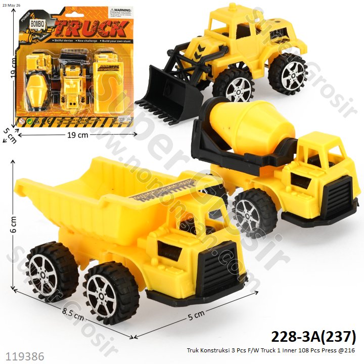 Truk Konstruksi 3 Pcs F/W Truck 1 Inner 108 Pcs Press @216