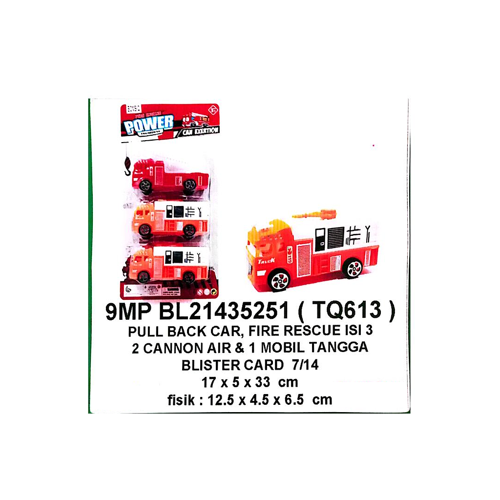 Truk Damkar 3 Pcs P/B Fire Engine Power 1 Inner 84 Pcs Press @168