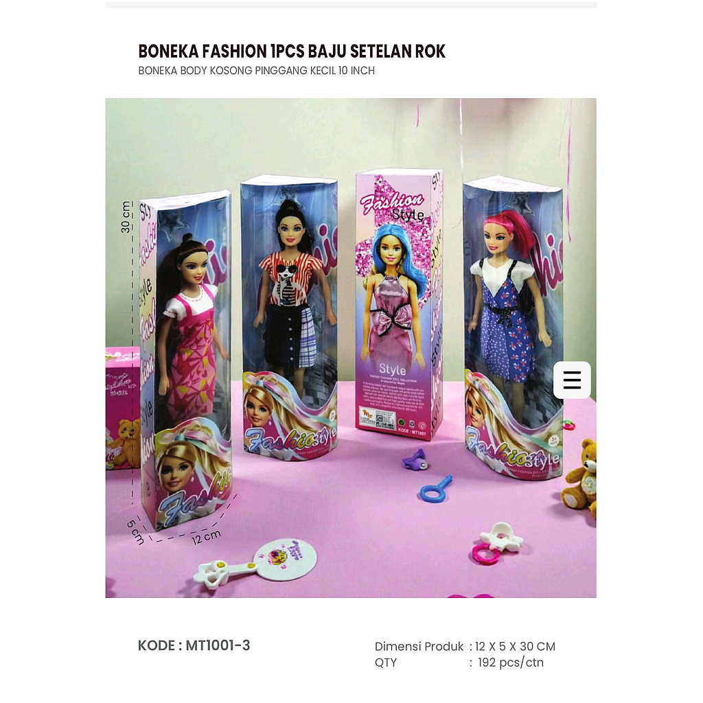 Boneka Barbie Setelan Baju Rok Fashion Style Box Window @192