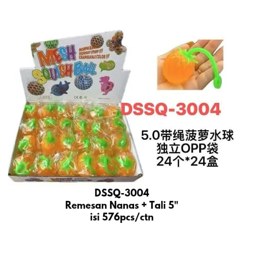 Squishy Buah + Tali Mesh Squish Ball 1 Box 24 Pcs Ktg Opp @576