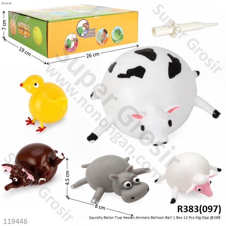 Squishy Balon Tiup Hewan Animals Balloon Ball 1 Box 12 Pcs Ktg Opp @288