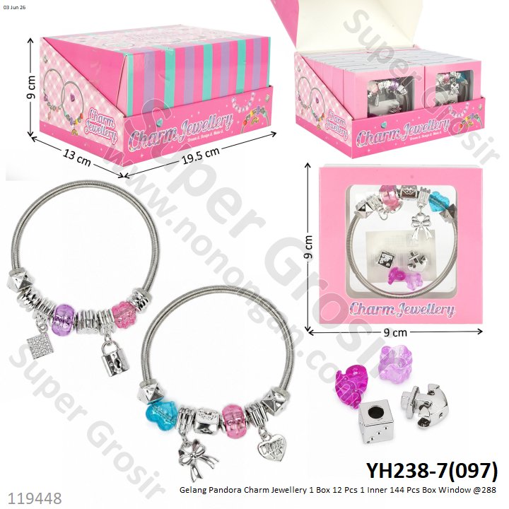 Gelang Pandora Charm Jewellery 1 Box 12 Pcs 1 Inner 144 Pcs Box Window @288