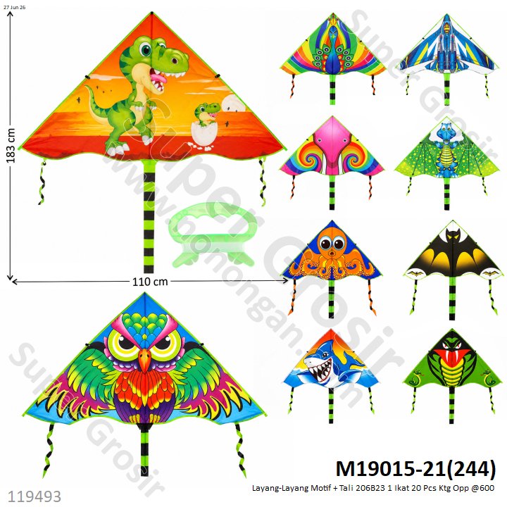 Layang-Layang Motif + Tali 206B23 1 Ikat 20 Pcs Ktg Opp @600
