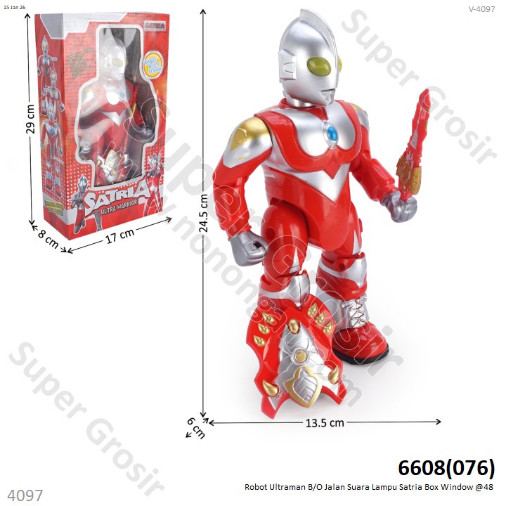 Robot Ultraman B/O Jalan Suara Lampu Satria Box Window @48
