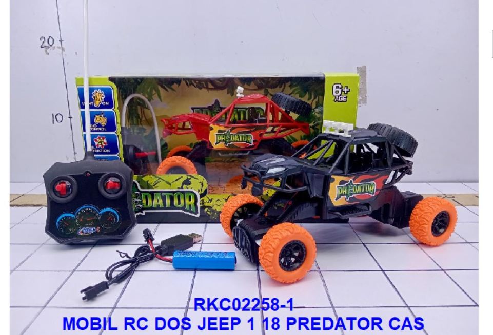 R/C Mobil Jeep Rock Crawler 1:18 Charge + Kabel Charge Lampu Predator 40 MHz 4 Channel 1 Ikat 2 Pcs 1 Inner 24 Pcs Box Window @48
