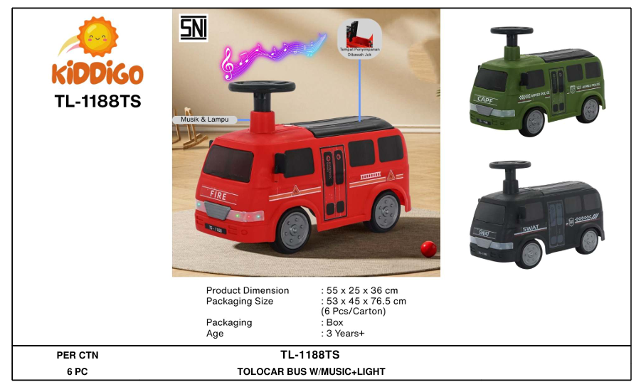 Tunggangan Bus B/O Musik Lampu Kiddigo Koli @1